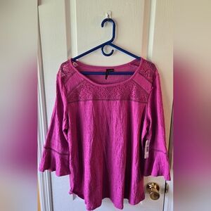 Pink Embellished Bell Sleeve Blouse
